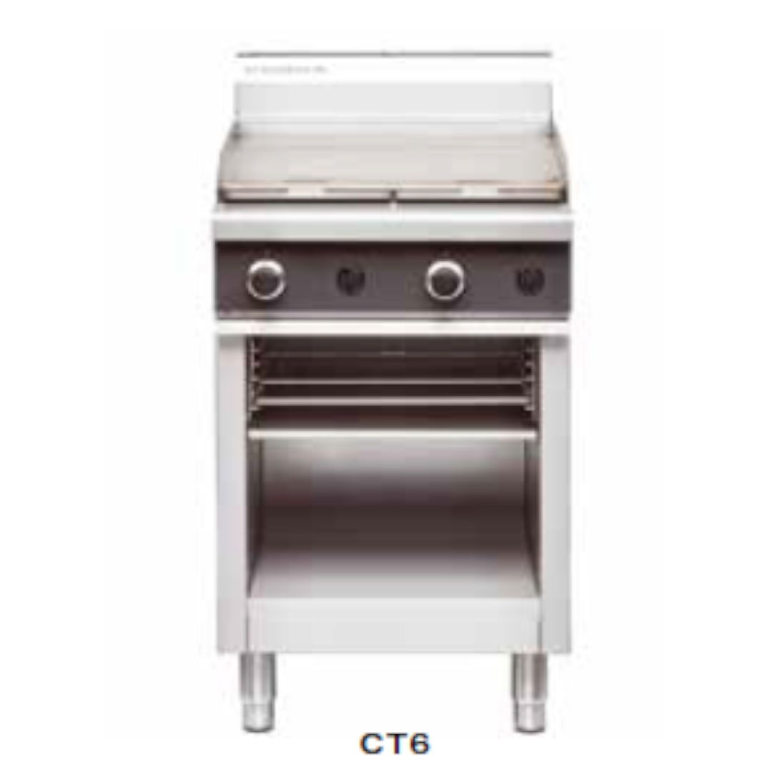 front view of cobra gas griddle toaster combo