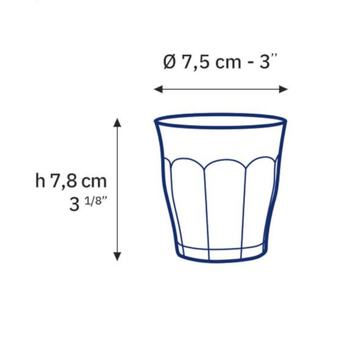 diagram showing dimensions of 160ml picardie tumbler