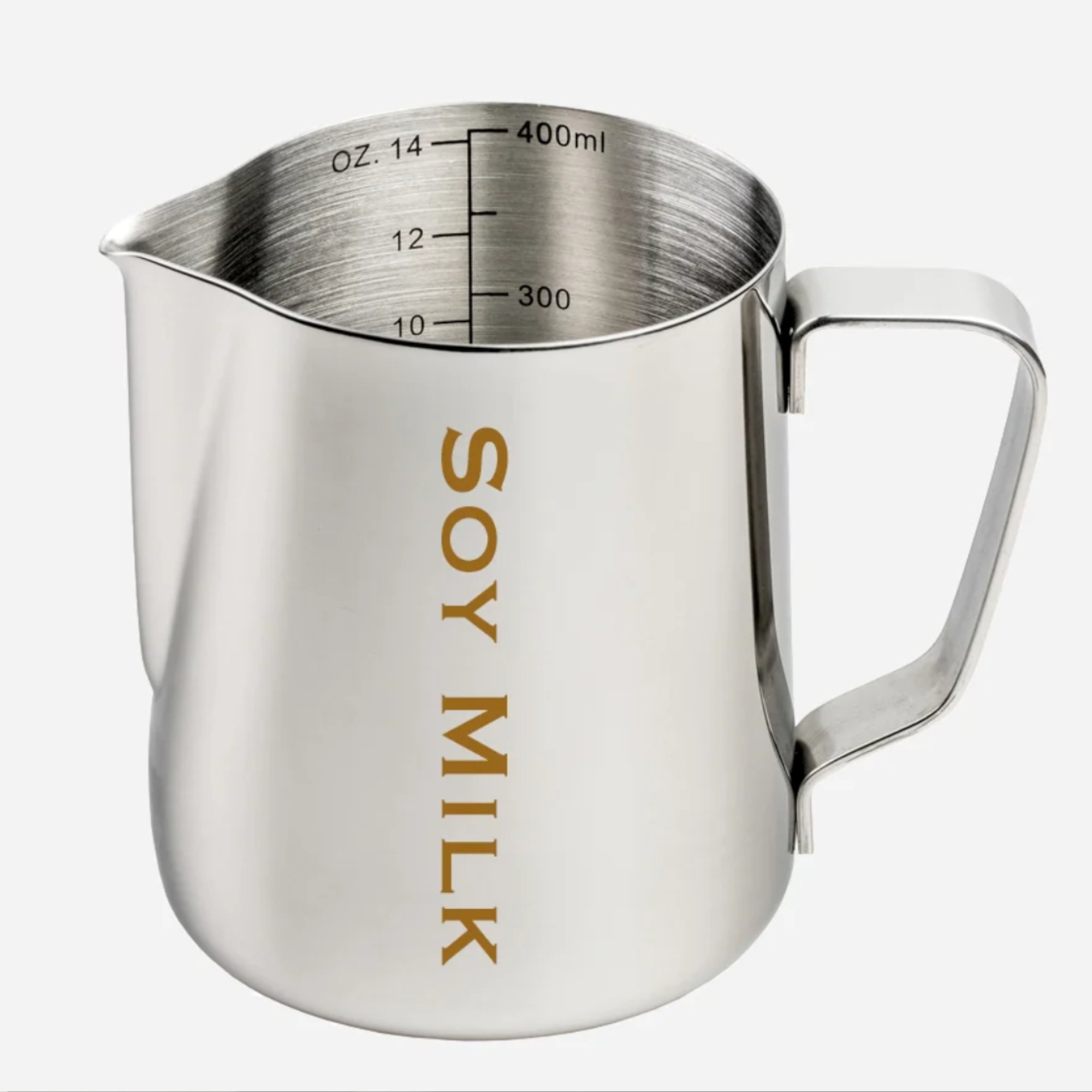 600ml milk jug with SOY etched on side for cafes